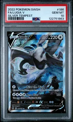 2022 POKEMON SWORD & SHIELD SILVER TEMPEST #186 FULL ART/LUGIA V PSA 10 - Image 1