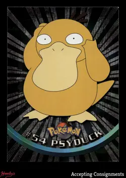 1999 Topps Pokemon TV Animation Series 1 Black Logo Back Silver Foil #54 Psyduck - Image 1