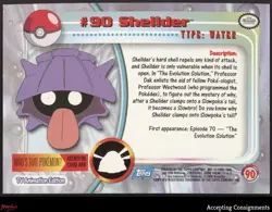 2000 Topps Pokemon TV Animation Series 2 Silver Foil #90 Shellder (Blue Back) LP - Image 2