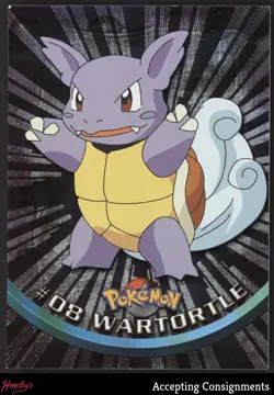 1999 Topps Pokemon TV Animation S1 Black Logo Back Silver Foil #08 Wartortle LP - Image 1
