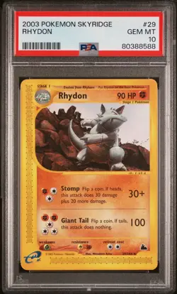 2003 Pokemon Skyridge Rhydon #29 PSA 10 GEM MT - Image 1