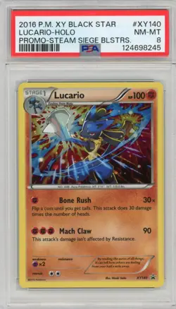 LUCARIO POKEMON XY BLACK STAR PROMO HOLO #XY140 PSA 8 NM-MT - Image 1