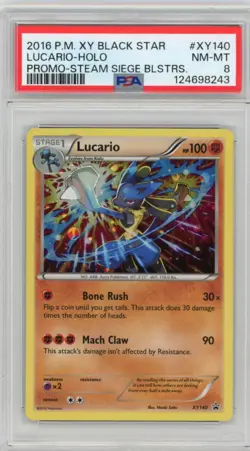 LUCARIO POKEMON XY BLACK STAR PROMO HOLO #XY140 PSA 8 NM-MT - Image 1