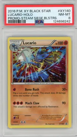 LUCARIO POKEMON XY BLACK STAR PROMO HOLO #XY140 PSA 8 NM-MT - Image 1