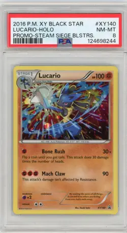 LUCARIO POKEMON XY BLACK STAR PROMO HOLO #XY140 PSA 8 NM-MT - Image 1