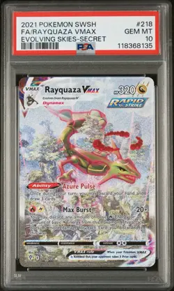 ‼2021 POKEMON SWSH FA/RAYQUAZA VMAX EVOLVING SKIES-SECRET PSA GRADE 10💨 - Image 1