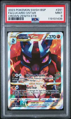 2023 POKEMON SWSH BLACK STAR PROMO #291 FULL ART/LUCARIO VSTAR PSA 9 - Image 1