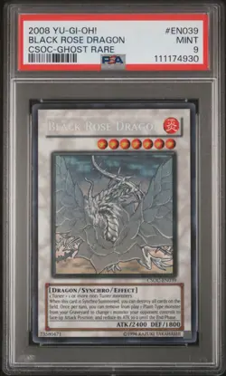2008 YU-GI-OH! CSOC-CROSSROADS OF CHAOS GHOST RARE BLACK ROSE DRAGON PSA 9 - Image 1