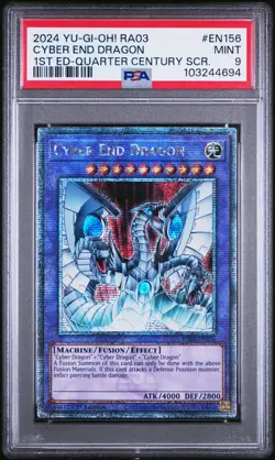 2024 YU-GI-OH! RA03-QUARTER CENTURY BONANZA #EN156 CYBER END DRAGON PSA 9 - Image 1