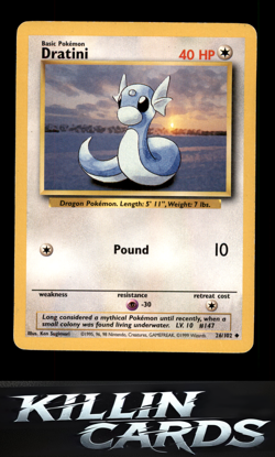 Dratini 026/102 Uncommon Base Set Pokemon Card MP - Image 1