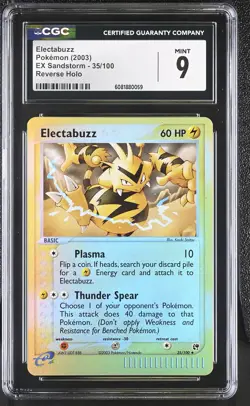 CGC 9 MINT Electabuzz 2003 EX Sandstorm 35/100 Reverse Holo Pokemon Card - Image 1