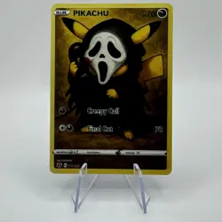 SCREAM - Ghostface Killer x Pikachu Custom Pokemon Fan Full Art Halloween Card - Image 1
