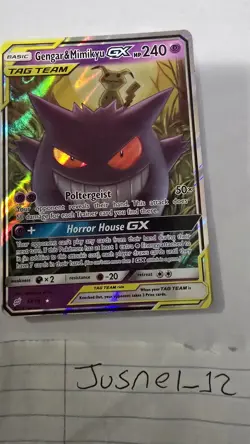Pokemon TCG Gengar & Mimikyu GX Tag Team Card Holo Rare 53/181 - Image 1