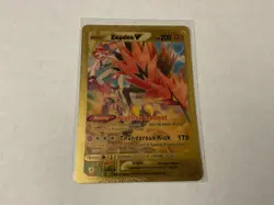 Pokemon Zapdos V Gold Foil Fan Art Textured Collector Card HP200 TG19/TG30 - Image 1