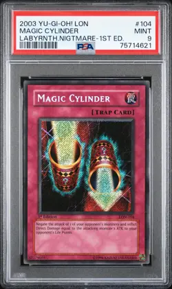 2003 Yu-Gi-Oh! 1st Edition Magic Cylinder Labyrinth Nightmare LON-104 PSA 9 Mint - Image 1