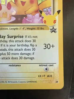 Pokemon Birthday Pikachu 24/53 Holo Celebrations Classic Collection (NM) - Image 5