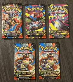 2025 Pokemon TCG - Mega Evolution - BOOSTER PACKS [5 Pack Lot] - New Sealed - Image 1
