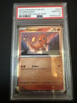 2023 Pokemon SVP #047 Charmander Poster 151 Collection, PSA 10 Cosmos Holo - Image 1