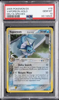 2005 POKEMON EX DELTA SPECIES #18 VAPOREON-HOLO PSA 10 - Image 1