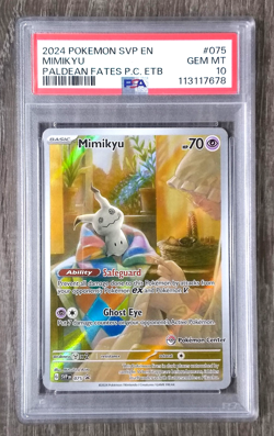 2024 Pokemon SVP EN-SV BLACK STAR PROMO POKEMON CENTER MIMIKYU #075 PSA 10 - Image 1
