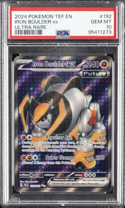2024 POKEMON TEF EN-TEMPORAL FORCES ULTRA RARE #192 IRON BOULDER EX PSA 10 - Image 1