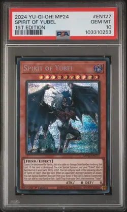 2024 YU-GI-OH! MP24-25TH ANV TIN: DUELING MIRRORS 1ST ED SPIRIT OF YUBEL PSA 10 - Image 1