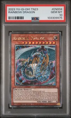 2023 YU-GI-OH! TN23-25TH ANV TIN: DUELING HEROES #EN004 RAINBOW DRAGON PSA 10 - Image 1