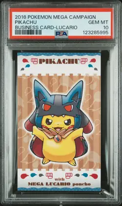 2016 POKEMON JPN STRONG CUTE PIKACHU MEGA CAMPAIGN BUSINESS CARDS PIKACHU PSA 10 - Image 1