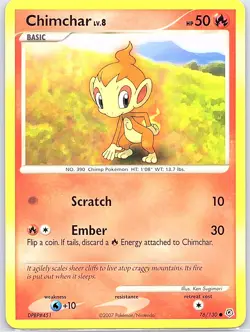 Chimchar 76/130 Non Holo Diamond and Pearl - Pokemon Card - NM - Image 1