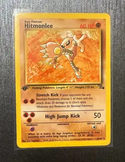 1st Edition Pokemon Hitmonlee Fossil Card 22/62 - Image 1