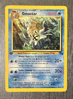 Pokemon TCG Omastar Fossil 1st Edition Uncommon Card 40/62 - Image 1