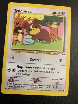 Teddiursa Near Mint Vintage Pokemon Card Neo Discovery 65/75 Non Holo - Image 1
