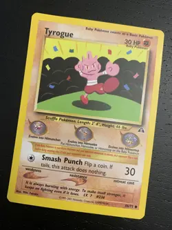 Tyrogue Near Mint Vintage Pokemon Card Non Holo Neo Discovery 66/75 - Image 1