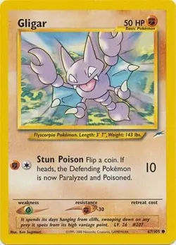 Gligar 67/105 Neo Destiny WOTC Pokemon Card - LP - Image 1