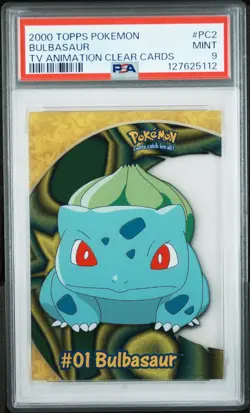 2000 TOPPS POKEMON TV ANIMATION CLEAR CARDS #PC2 BULBASAUR PSA 9 - Image 1