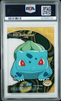 2000 TOPPS POKEMON TV ANIMATION CLEAR CARDS #PC2 BULBASAUR PSA 9 - Image 2
