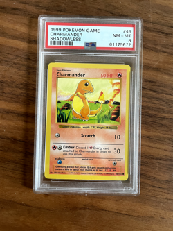 POKEMON PSA 8 MINT 1999 CHARMANDER SHADOWLESS BASE SET ORIGINAL CARD 46/102 - Image 1