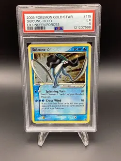 Suicune Gold Star Holo Card 115/115 Unseen Forces PSA 5 - Image 1