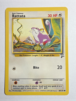 BASE SET 2 - LP - Rattata 89/130 Pokemon VIntage WOTC English (US Seller) - Image 1
