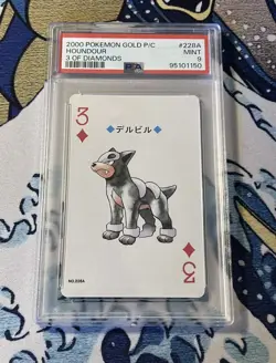 Pokemon Gold Poker Playing Card Houndour 3 of Diamonds #228 PSA 9 Mint - Image 1