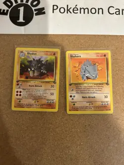 Rhydon + Rhyhorn 1st Edition Pokemon Card Lot Vintage WOTC - Image 1