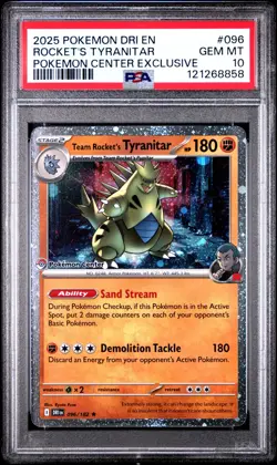 Pokemon Center Promo Holo Team Rocket's Tyranitar 096/182 PSA 10 GEM MINT - Image 3