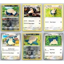 (6) Snorlax Pokemon Card Lot Reverse Holo Rare English TCG Collection Set - Image 1