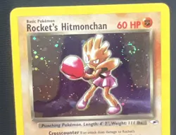 Pokemon TCG Gym Heroes Rocket’s Hitmonchan #11 Holo Swirl Error - Image 4