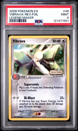 2006 POKEMON EX LEGEND MAKER #46 VIBRAVA-REVERSE FOIL PSA 9 - Image 1