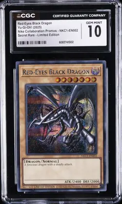 2025 YU-GI-OH! SECRET RARE #NKC1-EN002 RED-EYES BLACK DRAGON CGC 10 GEM MINT - Image 1
