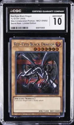 2025 YU-GI-OH! SECRET RARE #NKC1-EN002 RED-EYES BLACK DRAGON CGC 10 GEM MINT - Image 1