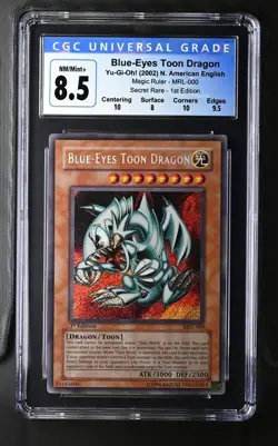2002 Yu-Gi-Oh! 1st Edition Blue-Eyes Toon Dragon CGC 8.5 MRL-000 Secret Rare - Image 1