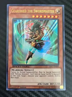 Yugioh Gearfried the Swordmaster SBSC-EN009 Speed Duel Ultra Rare 1st Ed NM - Image 1