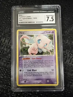 Pokemon Mew TCG Holo Rare Card 10/92 EX Legend Maker CGC 7.5 - Image 1